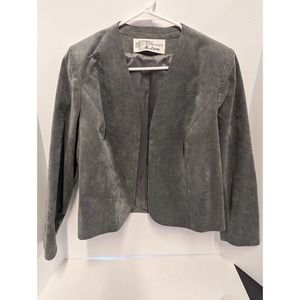 Vintage 80s Suede Jacket Jerry Silverman By Milissa Made in USA Shoulder Pads